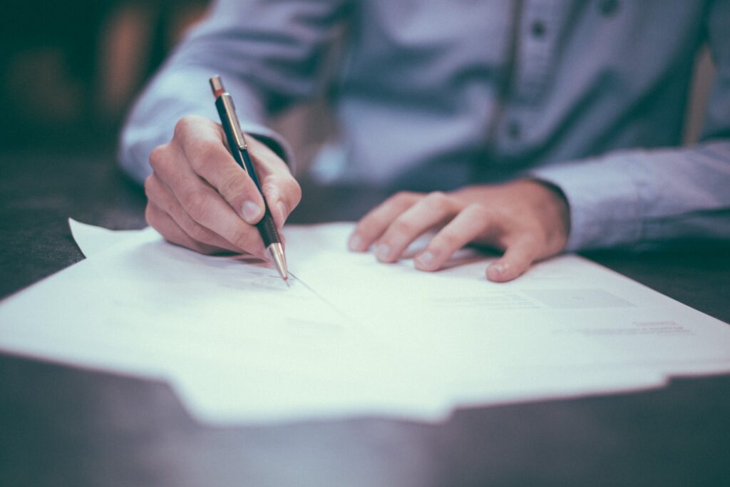 Signing an agreement