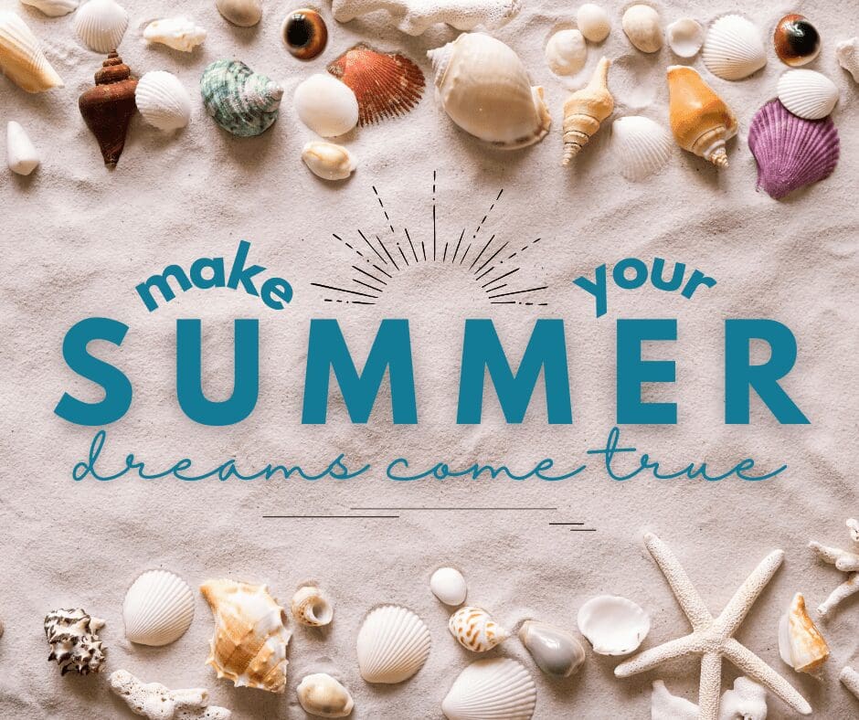 Inspirational summer message with shells