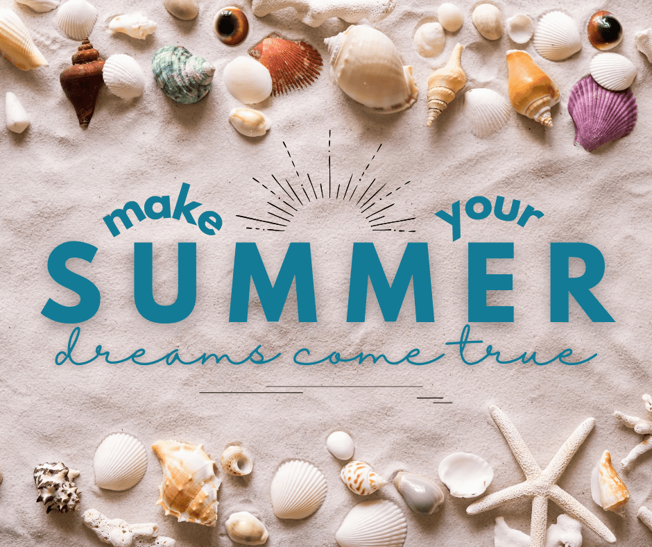 Inspirational summer message with shells