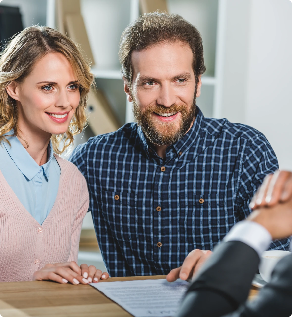 Happy clients in business meeting